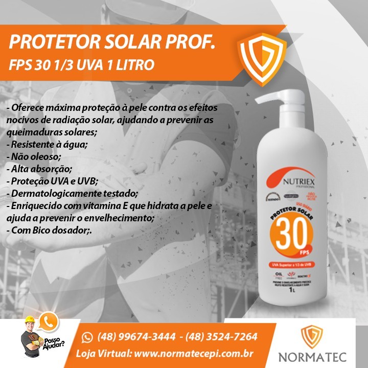 PROTETOR SOLAR PROF. FPS 30 1/3 UVA 1 Litro