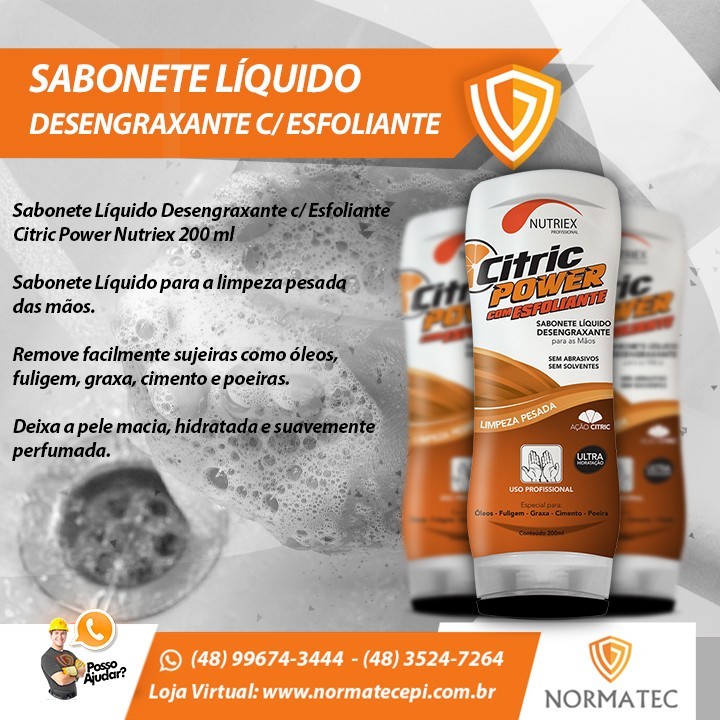Sabonete Líquido Desengraxante c/ Esfoliante Citric Power